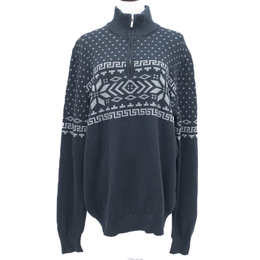 Ragman Blue Cashmere Blend 1/4 Zip Sweater Size Large